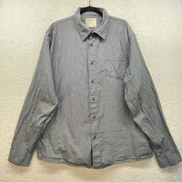 Wrangler Shirt Mens XXXL Blue Striped Button Down Classic Preppy Casual Pocket - Picture 1 of 10